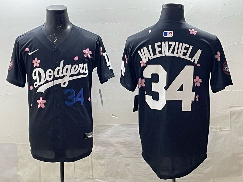 Men 2025 Nike Los Angeles Dodgers #34 Valenzuela Black Game MLB Jersey 08->los angeles dodgers->MLB Jersey